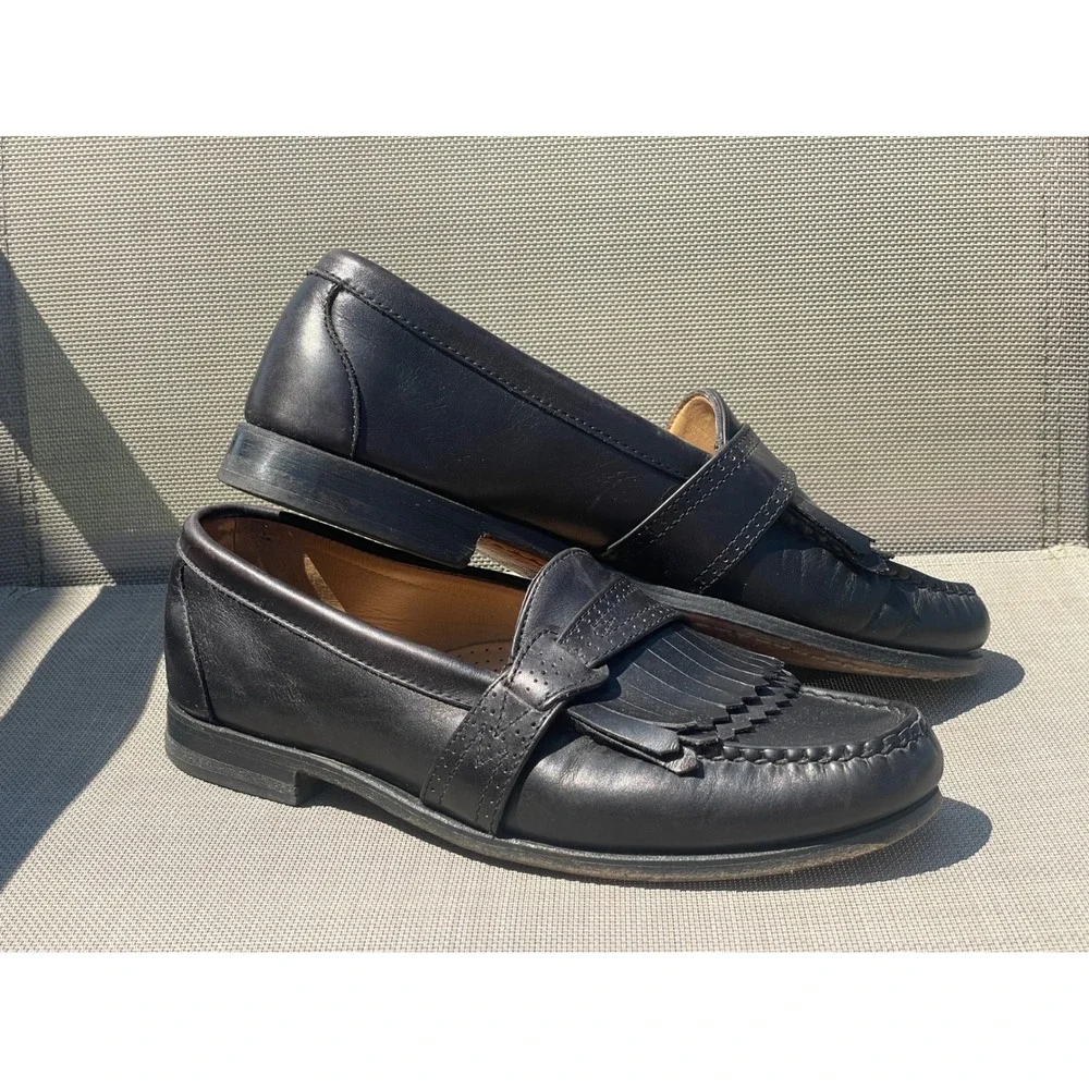 Allen Edmonds Springvale Mens Black Leather Kiltie Loafers Dress Shoes Size 9